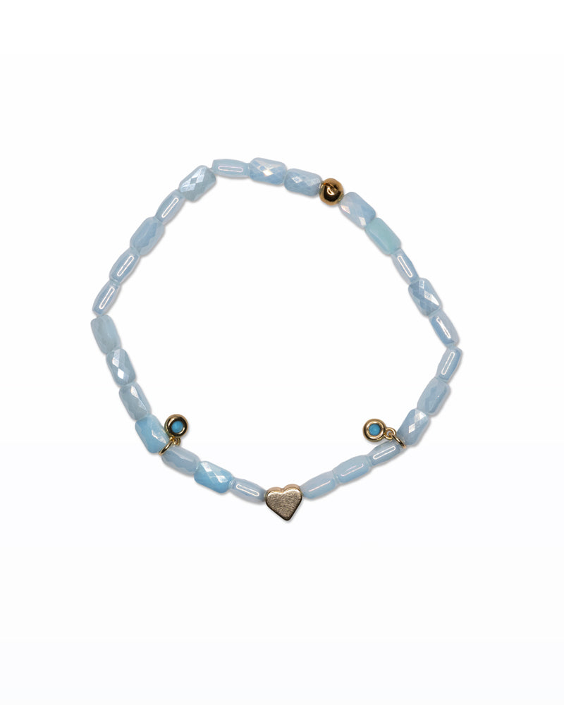 Cuore di Turchese – Bracciale con vetro, ottone e turchesi